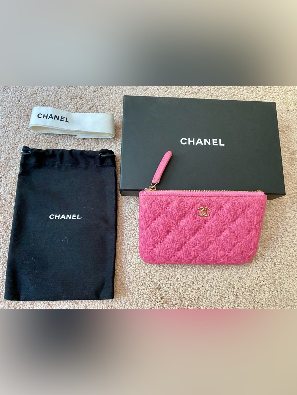CHANEL | Caviar Quilted Small Cosmetic Case Pink